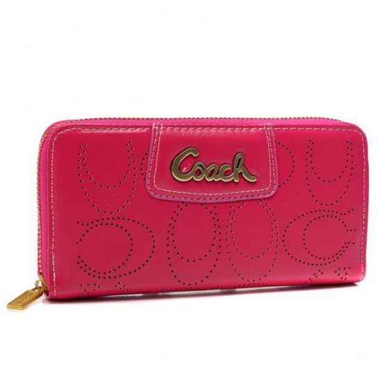 Coach Perforated Logo Large Fuchsia Wallets AXS | Coach Outlet Canada